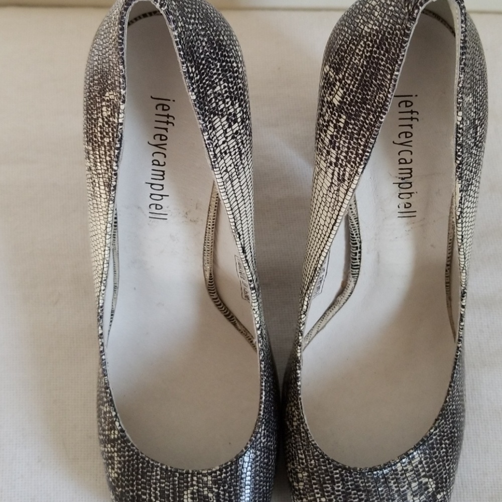 Jeffrey Campbell Snake Print Pumps Black White - Picture 4 of 7
